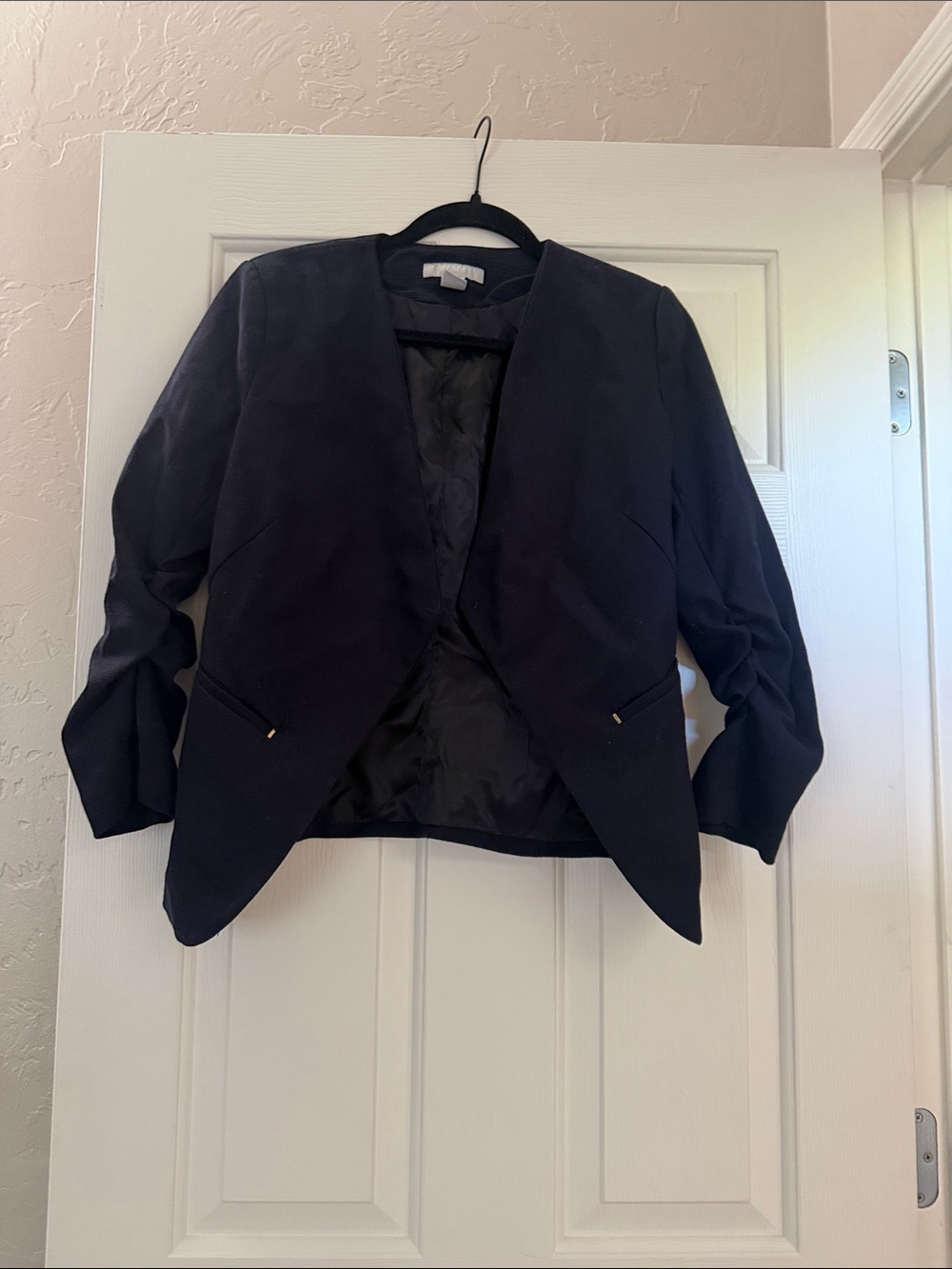 H&M Women's Navy Open-Front Tailored Jacket